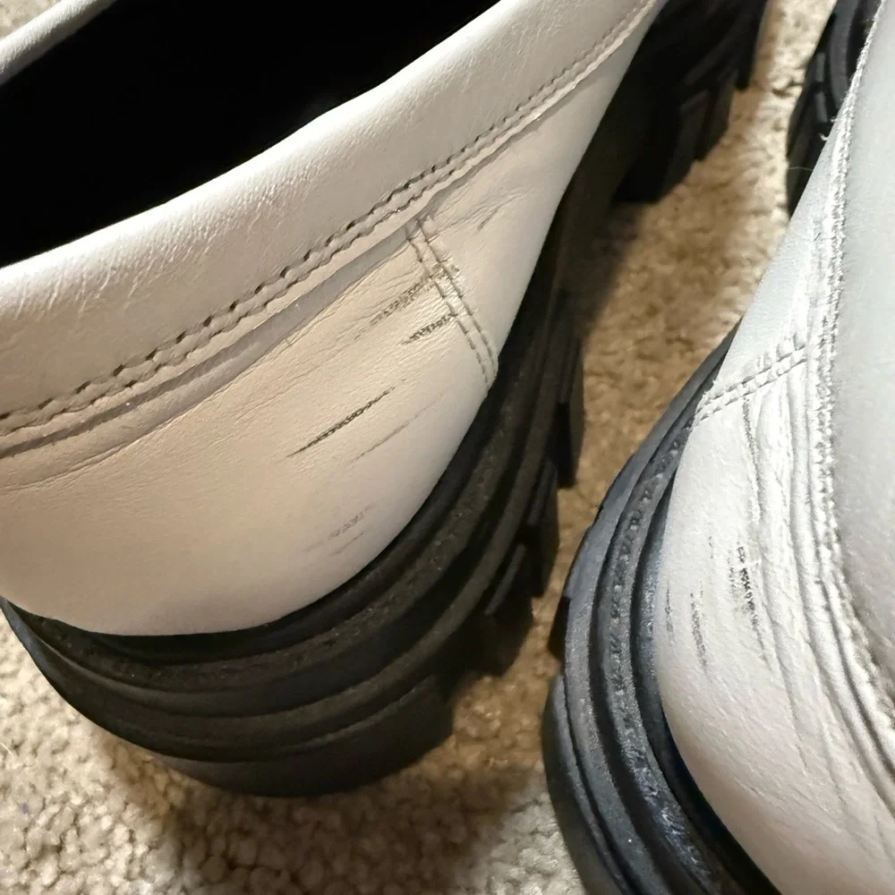 Women’s Marc Fisher Cream Loafers with chunky Black Soles